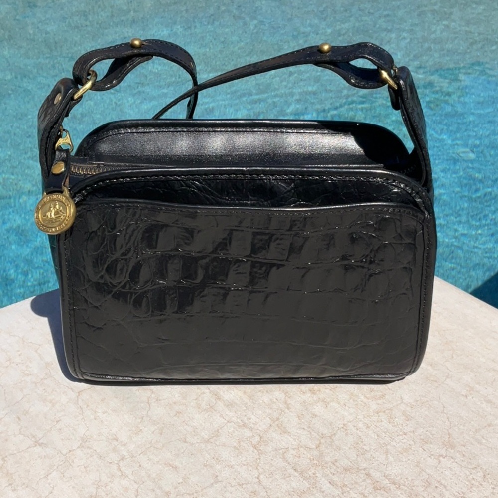 Brahmin Black Croc/Alligator Embossed Bag